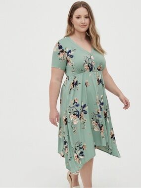 Torrid Midi Challis Floral Shirt Dress Torrid 0 or L/12 Feminine Cottagecore